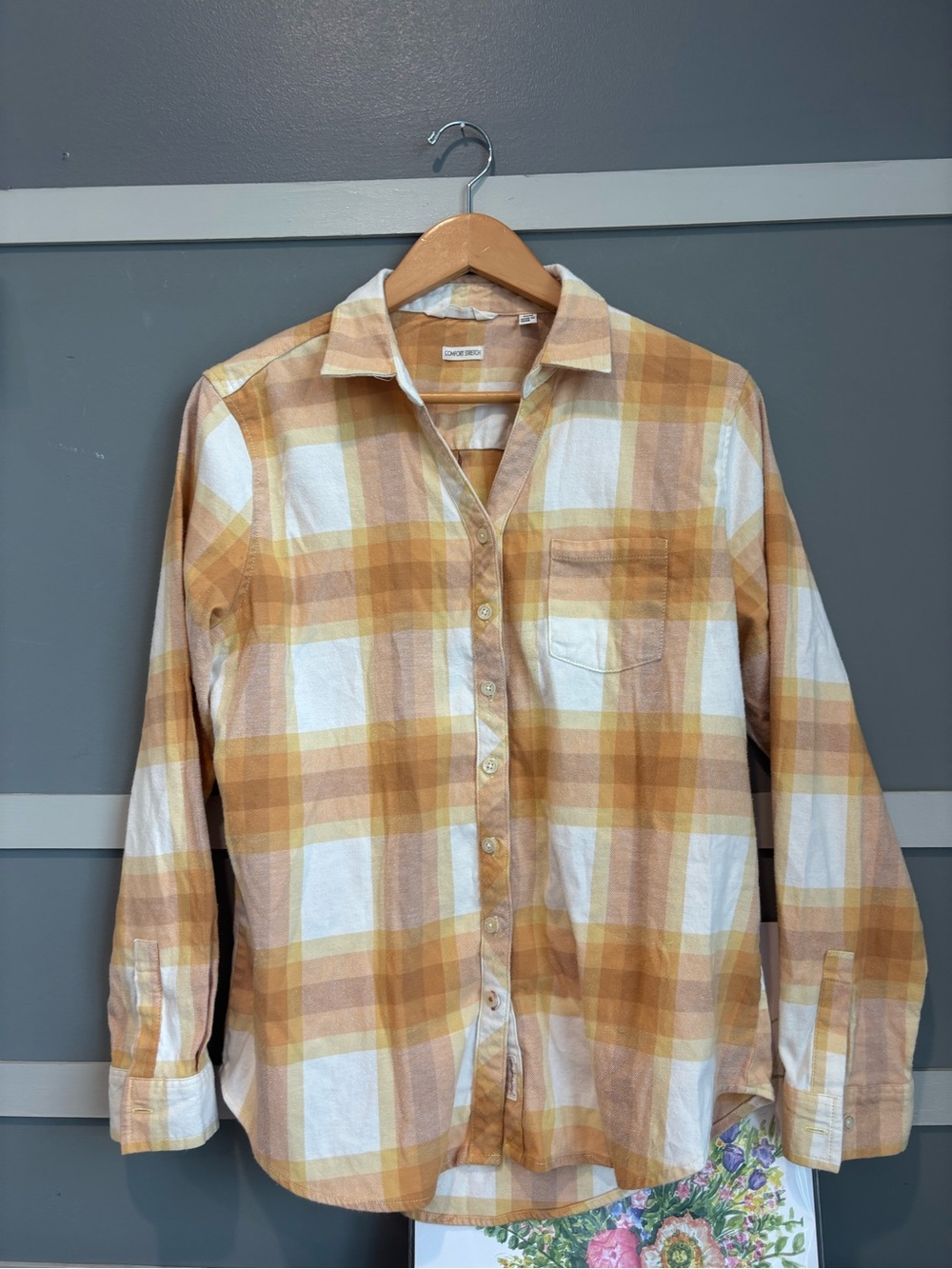 Weatherproof Yellow & Cream Plaid Button-Down Shirt